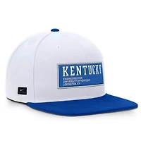 NCAA Nike White/Royal Kentucky Wildcats 2025 On-Field Patch Pro Dri-FIT Snapback Hat
