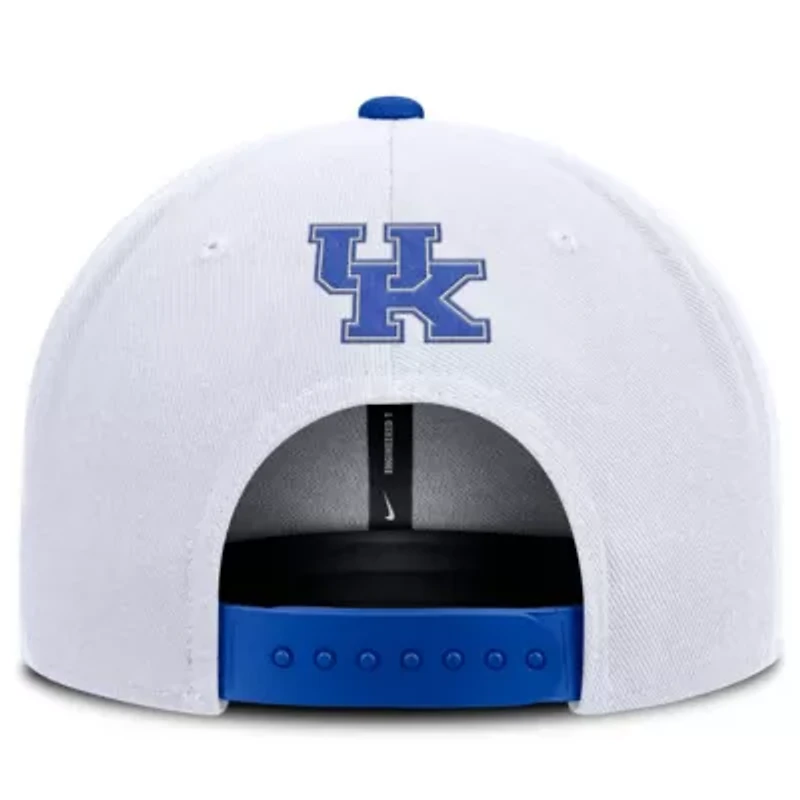 NCAA Nike White/Royal Kentucky Wildcats 2025 On-Field Patch Pro Dri-FIT Snapback Hat