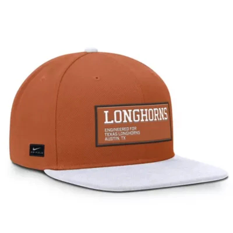 NCAA Nike Texas Orange/White Texas Longhorns 2025 On-Field Patch Pro Dri-FIT Snapback Hat
