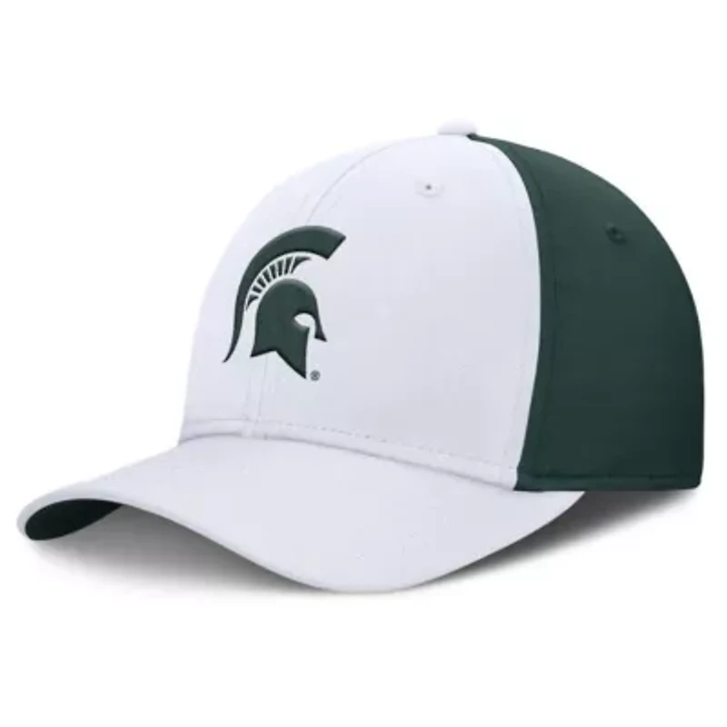 NCAA Nike White/Green Michigan State Spartans 2025 Sideline Rise Local Performance Flex Hat