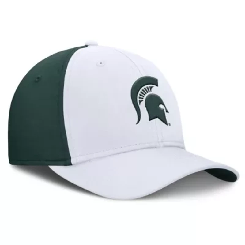 NCAA Nike White/Green Michigan State Spartans 2025 Sideline Rise Local Performance Flex Hat