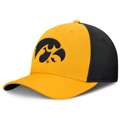 NCAA Nike Gold/Black Iowa Hawkeyes 2025 Sideline Rise Local Performance Flex Hat