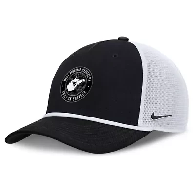 NCAA Nike Black/White West Virginia Mountaineers Built on Bravery Rise Trucker Adjustable Hat
