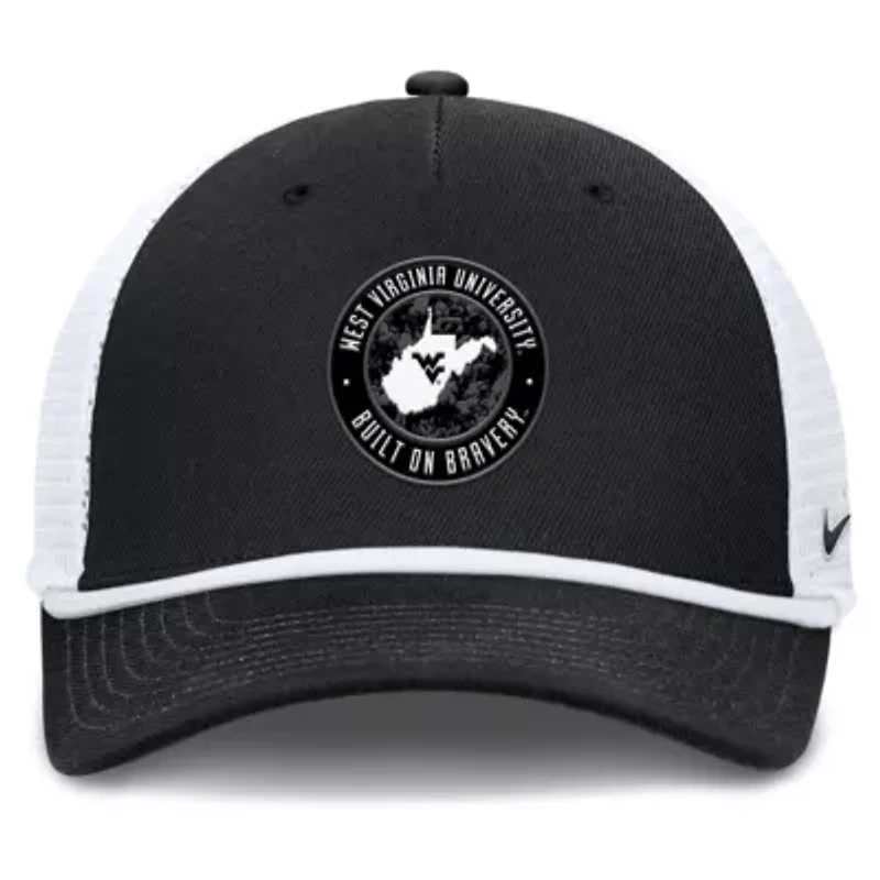 NCAA Nike Black/White West Virginia Mountaineers Built on Bravery Rise Trucker Adjustable Hat