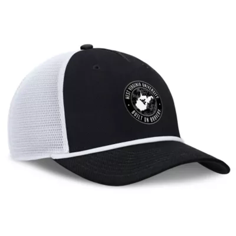 NCAA Nike Black/White West Virginia Mountaineers Built on Bravery Rise Trucker Adjustable Hat