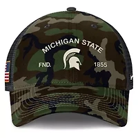 NCAA Nike Michigan State Spartans 2025 Military Appreciation Rise Adjustable Trucker Hat