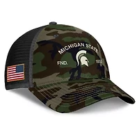 NCAA Nike Michigan State Spartans 2025 Military Appreciation Rise Adjustable Trucker Hat