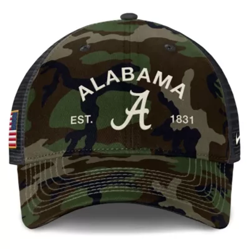 Alabama Crimson Tide NCAA Nike Alabama Tide 2025 Military Appreciation Rise Adjustable Trucker Hat