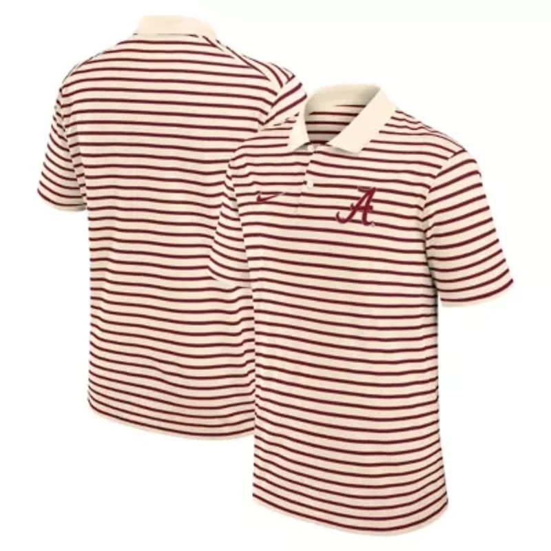 Alabama Crimson Tide NCAA Nike Primary Logo Striped Dri-FIT Polo