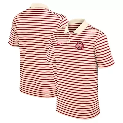 NCAA Nike Ohio State Buckeyes Primary Logo Striped Dri-FIT Polo