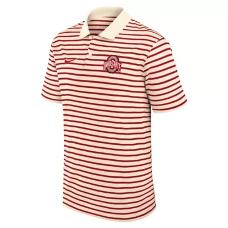 NCAA Nike Ohio State Buckeyes Primary Logo Striped Dri-FIT Polo