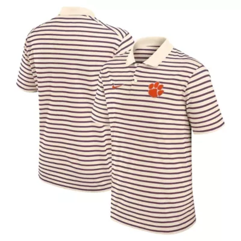 NCAA Nike Clemson Tigers Primary Logo Striped Dri-FIT Polo