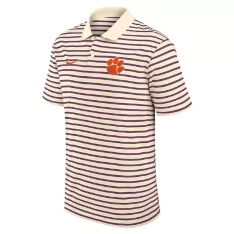 NCAA Nike Clemson Tigers Primary Logo Striped Dri-FIT Polo