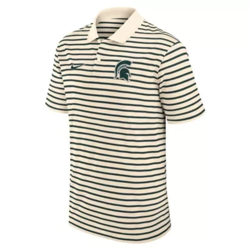 NCAA Nike Michigan State Spartans Primary Logo Striped Dri-FIT Polo