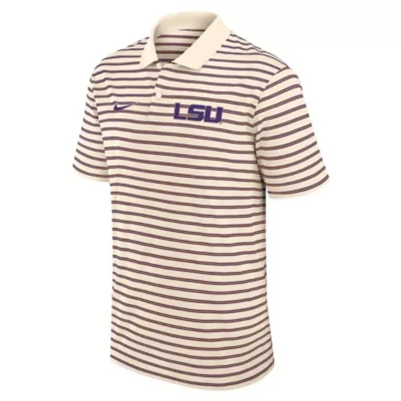NCAA Nike LSU Tigers Primary Logo Striped Dri-FIT Polo