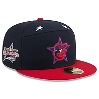 MLB Navy/Red Baltimore Orioles 2025 All-Star Game Workout Side Patch 59FIFTY Fitted Hat
