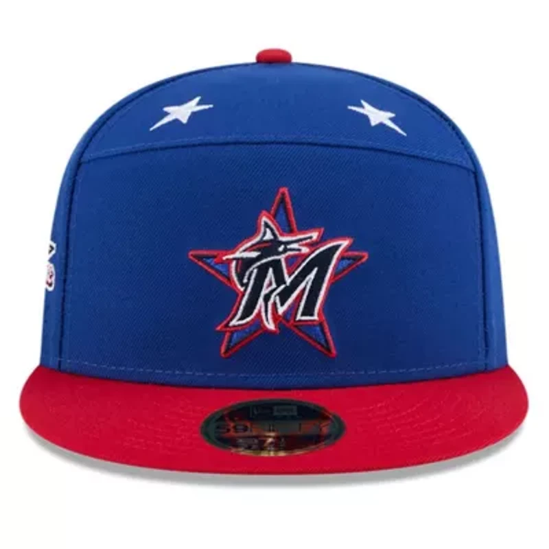 MLB Blue/Red Miami Marlins 2025 All-Star Game Workout Side Patch 59FIFTY Fitted Hat