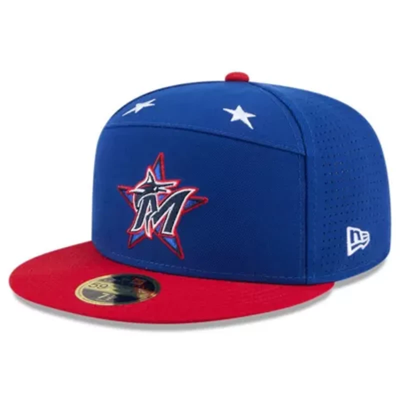 MLB Blue/Red Miami Marlins 2025 All-Star Game Workout Side Patch 59FIFTY Fitted Hat