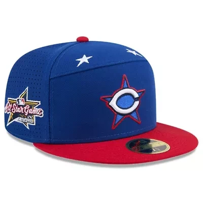 MLB Blue/Red Cincinnati Reds 2025 All-Star Game Workout Side Patch 59FIFTY Fitted Hat