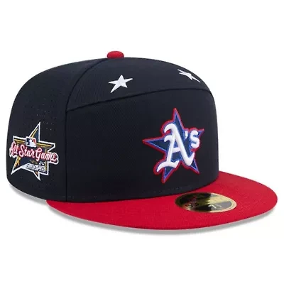 Oakland Athletics MLB Navy/Red 2025 All-Star Game Workout Side Patch 59FIFTY Fitted Hat