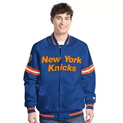 NBA Blue/Orange New York Knicks Scout Full Snap Varsity Jacket