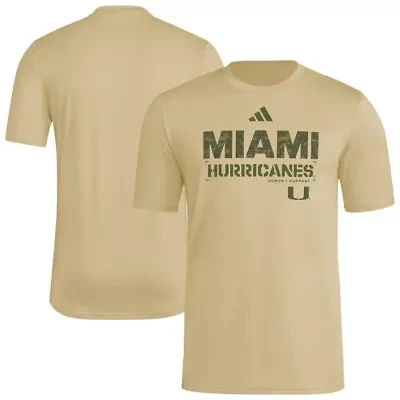 Miami (FL) Hurricanes NCAA 2025 Military Appreciation Pre-Game AEROREADY T-Shirt