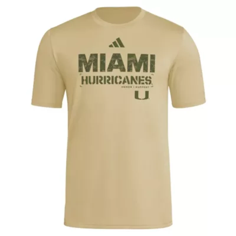 Miami (FL) Hurricanes NCAA 2025 Military Appreciation Pre-Game AEROREADY T-Shirt
