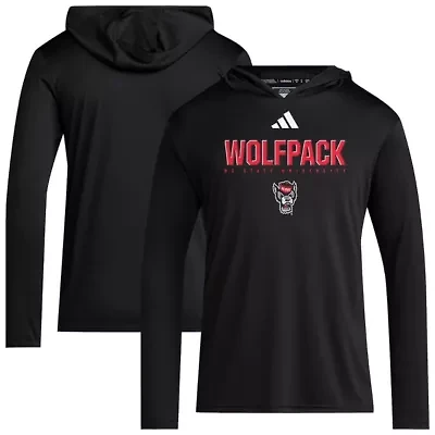 NCAA NC State Wolfpack 2025 AEROREADY Sideline Training Long Sleeve Hooded T-Shirt
