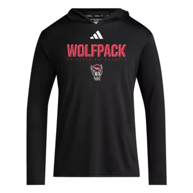 NCAA NC State Wolfpack 2025 AEROREADY Sideline Training Long Sleeve Hooded T-Shirt