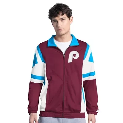 MLB Burgundy/Light Philadelphia Phillies Contender Tricot Full-Zip Track Jacket