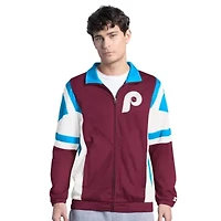 MLB Burgundy/Light Philadelphia Phillies Contender Tricot Full-Zip Track Jacket