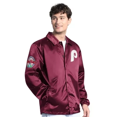 MLB Philadelphia Phillies Cooperstown Collection Point Man Full-Snap Coaches Jacket