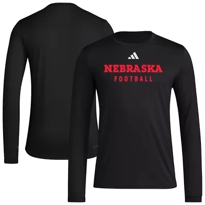 NCAA Nebraska Huskers Locker Practice Football Pre-Game Long Sleeve T-Shirt