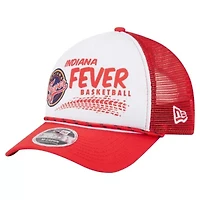 WNBA Unisex White/Red Indiana Fever 9FORTY A-Frame Graphic Trucker Hat