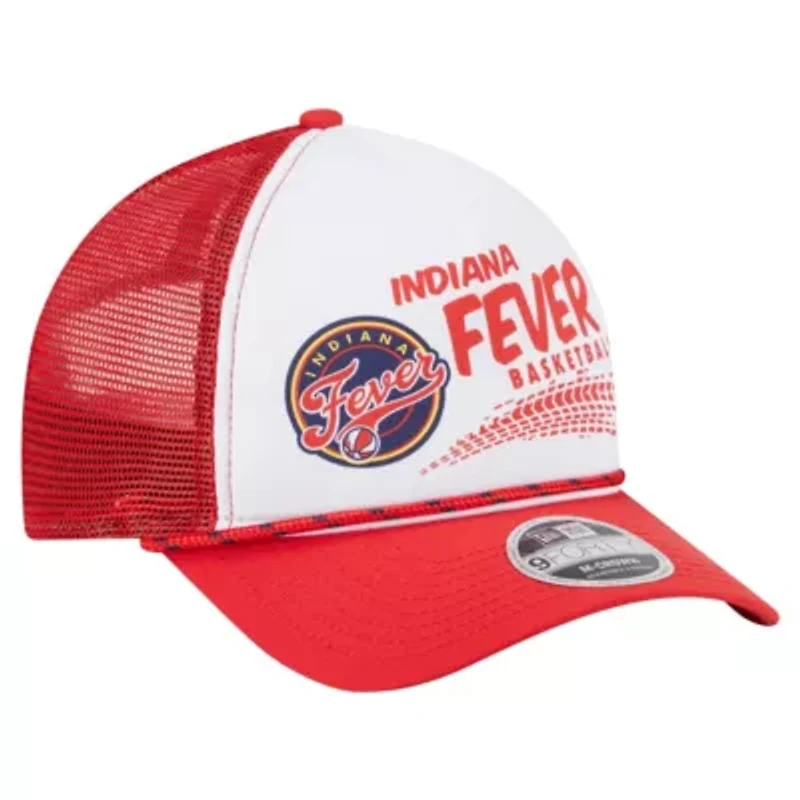 WNBA Unisex White/Red Indiana Fever 9FORTY A-Frame Graphic Trucker Hat