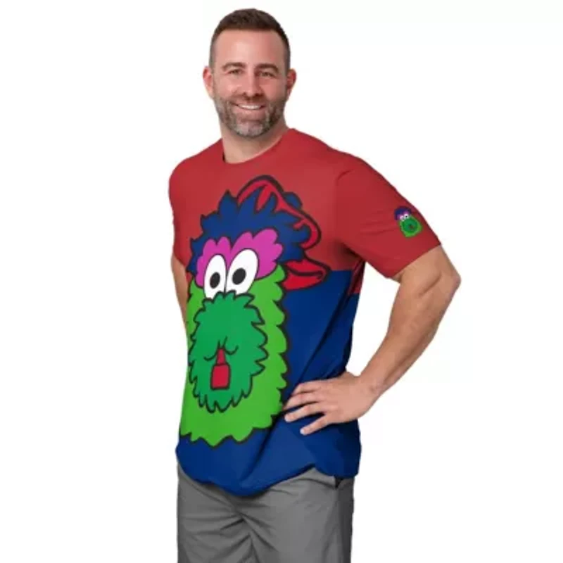MLB Red/Royal Philadelphia Phillies Big Logo Mascot T-Shirt