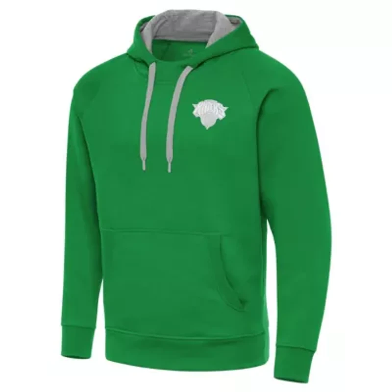 NBA Kelly New York Knicks St. Patrick's Day Victory Raglan Pullover Hoodie