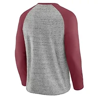 MLB Philadelphia Phillies Raw Edge Raglan Long Sleeve Baseball T-Shirt