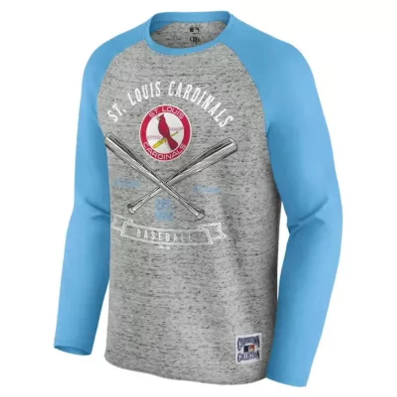 MLB St. Louis Cardinals Raw Edge Raglan Long Sleeve Baseball T-Shirt