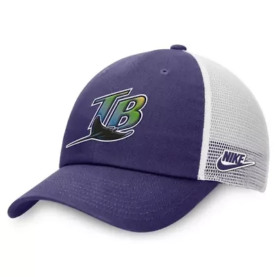 MLB Nike Purple/White Tampa Bay Rays Rise Adjustable Trucker Hat