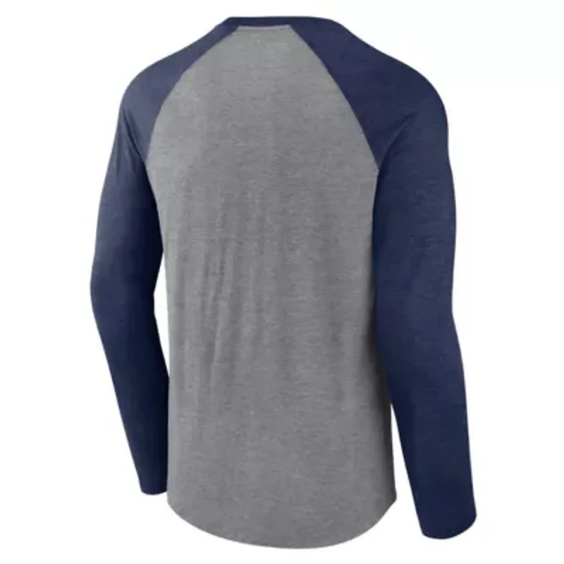 Boston Red Sox MLB Fanatics Gray/ Weathered Logo Tri-Blend Raglan Long Sleeve T-Shirt