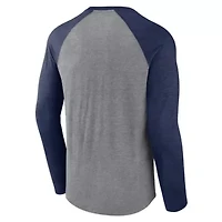 Boston Red Sox MLB Fanatics Gray/ Weathered Logo Tri-Blend Raglan Long Sleeve T-Shirt