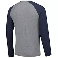MLB Fanatics Gray/ New York Yankees Weathered Logo Tri-Blend Raglan Long Sleeve T-Shirt