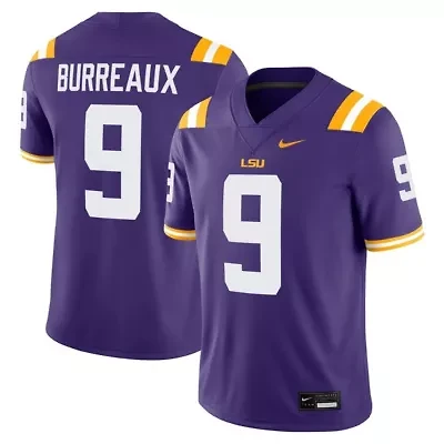 NCAA Nike Joe Burrow LSU Tigers "Burreaux" Nameplate Home Game Football Jersey