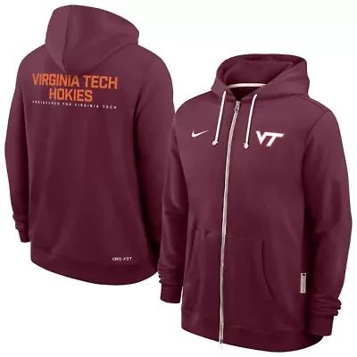 NCAA Nike Virginia Tech Hokies 2025 Sideline Performance Full-Zip Hoodie