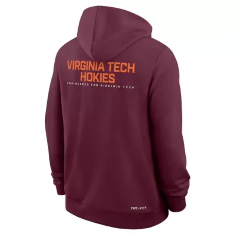 NCAA Nike Virginia Tech Hokies 2025 Sideline Performance Full-Zip Hoodie