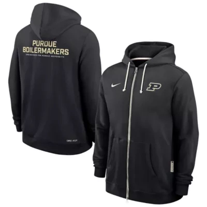 NCAA Nike Purdue Boilermakers 2025 Sideline Performance Full-Zip Hoodie