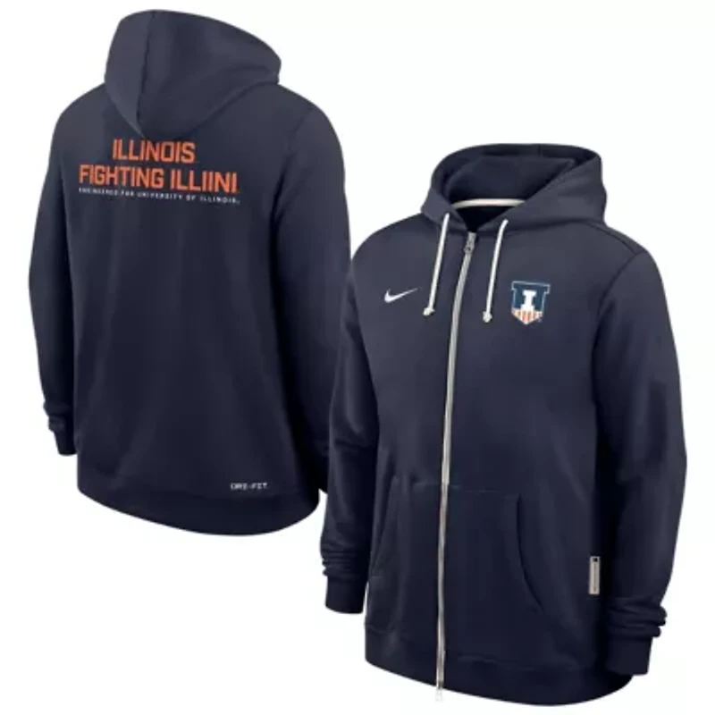 NCAA Nike Illinois Fighting Illini 2025 Sideline Performance Full-Zip Hoodie