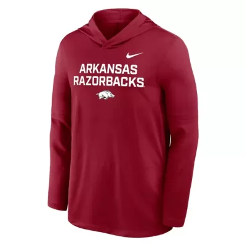 NCAA Nike Arkansas Razorbacks 2025 Sideline Dri-FIT Long Sleeve Hoodie T-Shirt