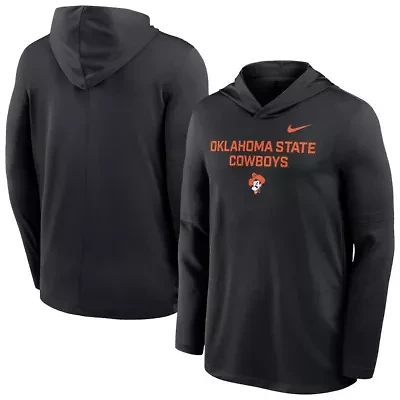NCAA Nike Oklahoma State Cowboys 2025 Sideline Dri-FIT Long Sleeve Hoodie T-Shirt